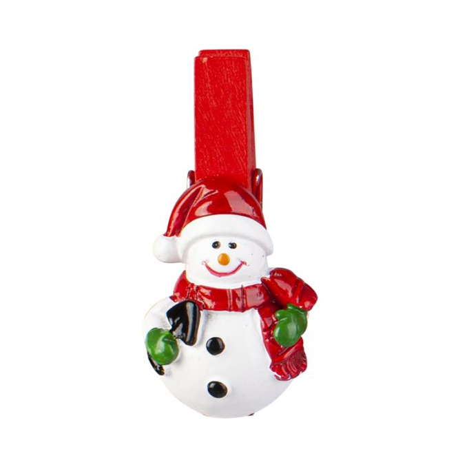 Dekoklammern - Schneemann - aus Polyresin - ca. 3 cm - 6 Stück
