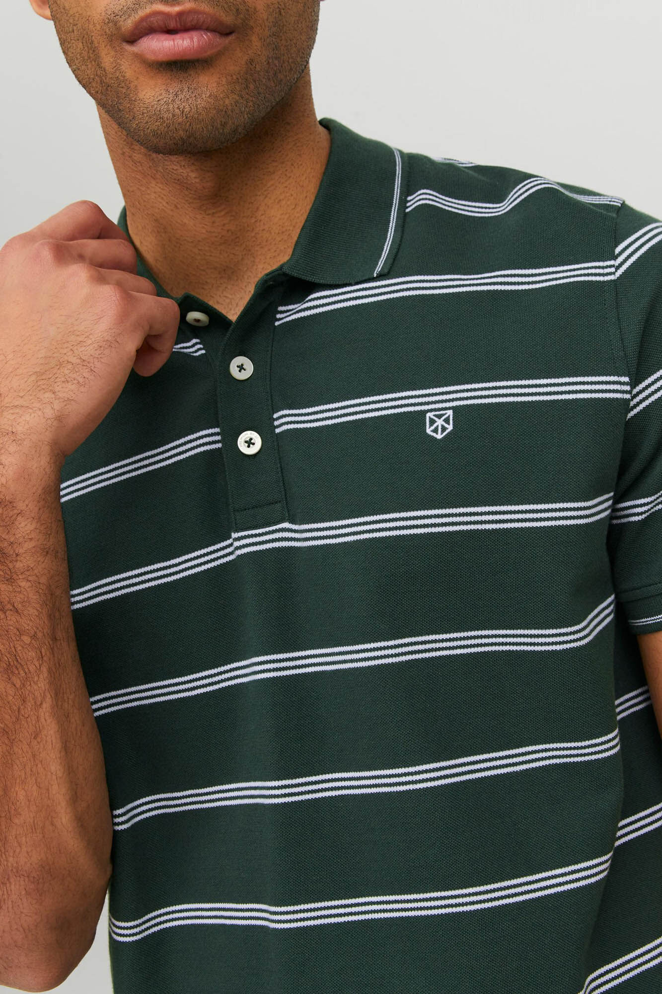 Camisa polo listrada - Verde
