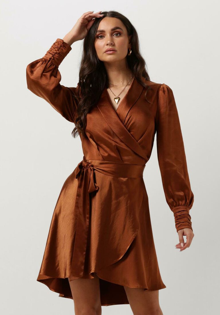 NOTRE-V roest notre-v mini jurk nv-doris satin dress