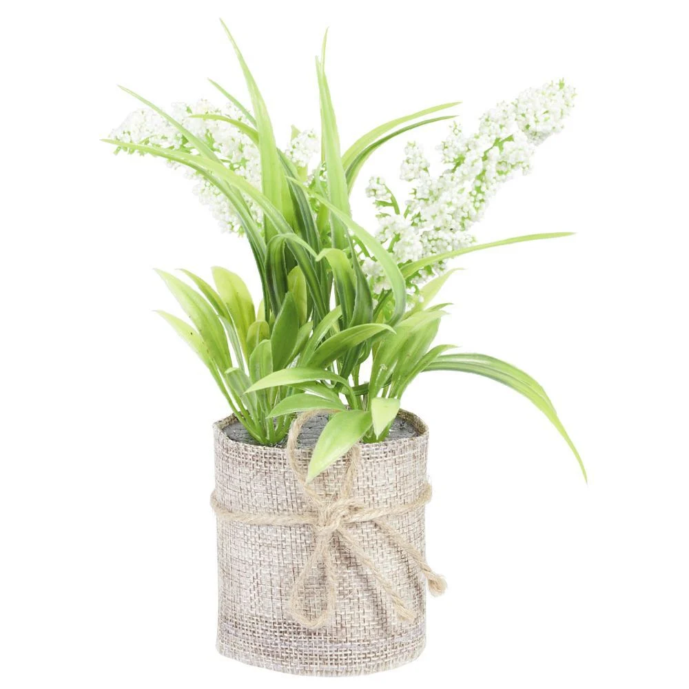 Plante artificielle pot imitation jute Ø6,5xH.17cm