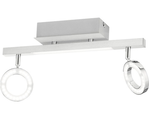 LED plafondspot 2x3,3W 2x400 lm 3000 KL 39 cm aluminium/chroom/satijn
