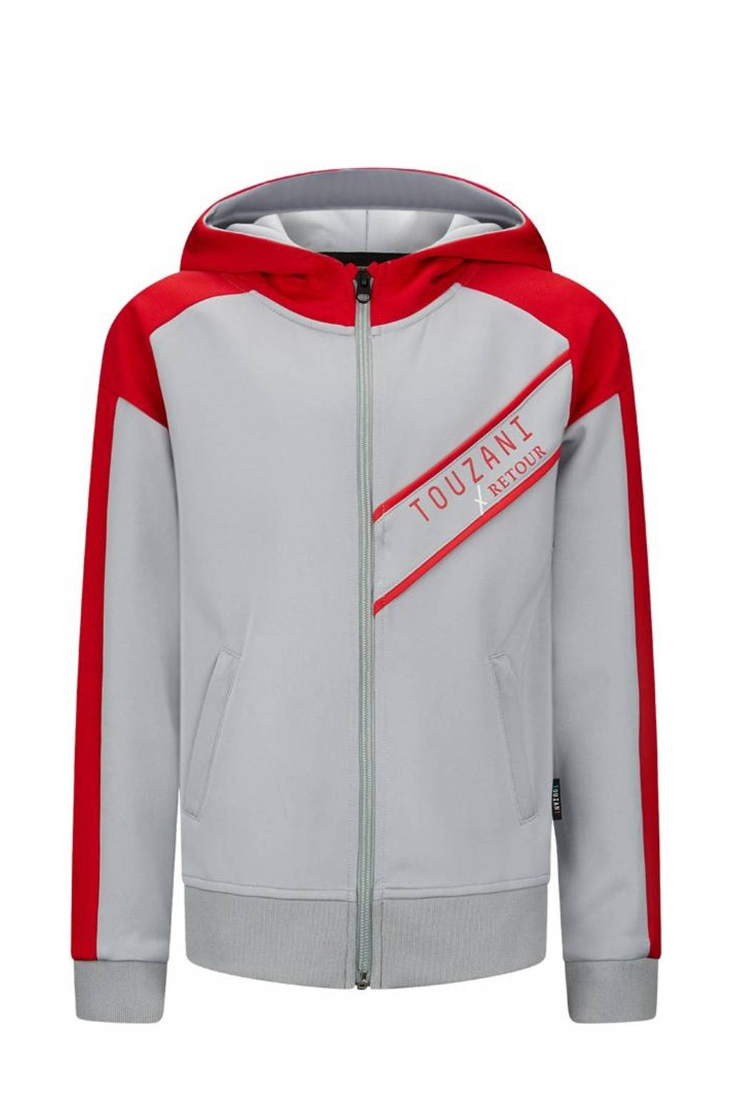 Retour Jeans sweatvest Cross grijs/rood