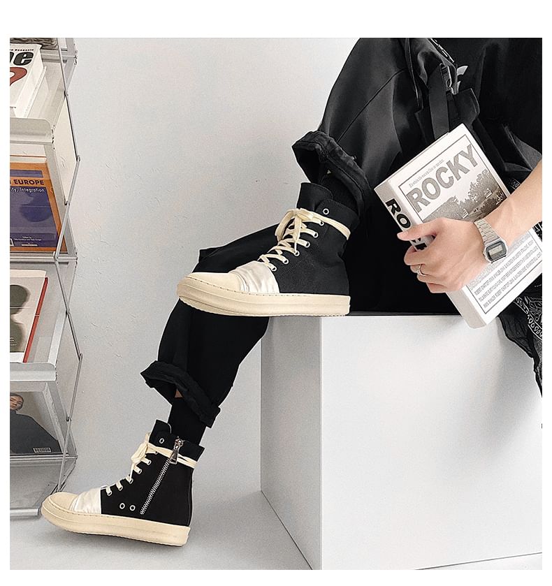 Malnia Home - Canvas hoge sneakers met vetersluiting