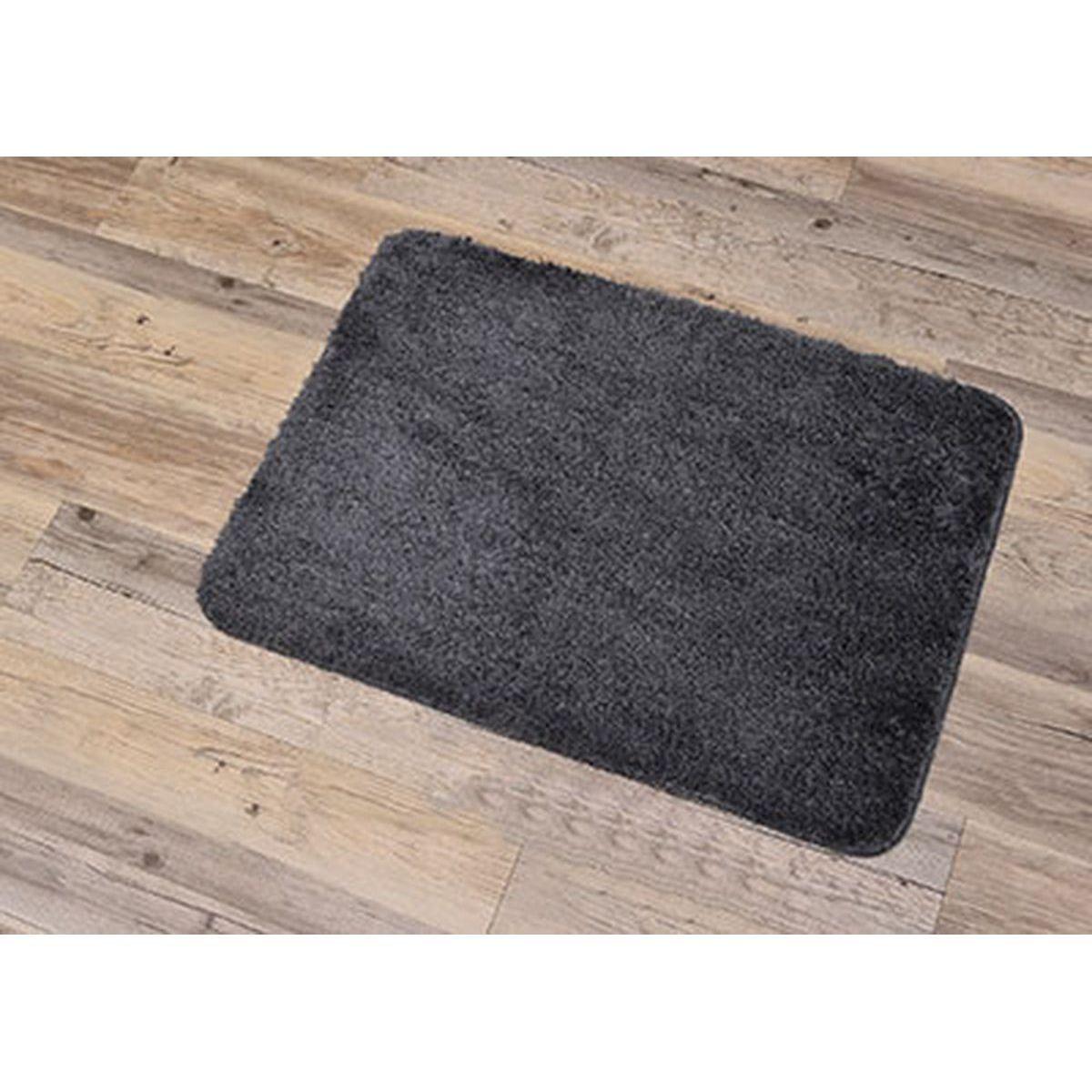 TAPIS MICROFIBRE DOUX DESSOUS LATEX 50X70CM GRIS FONCE