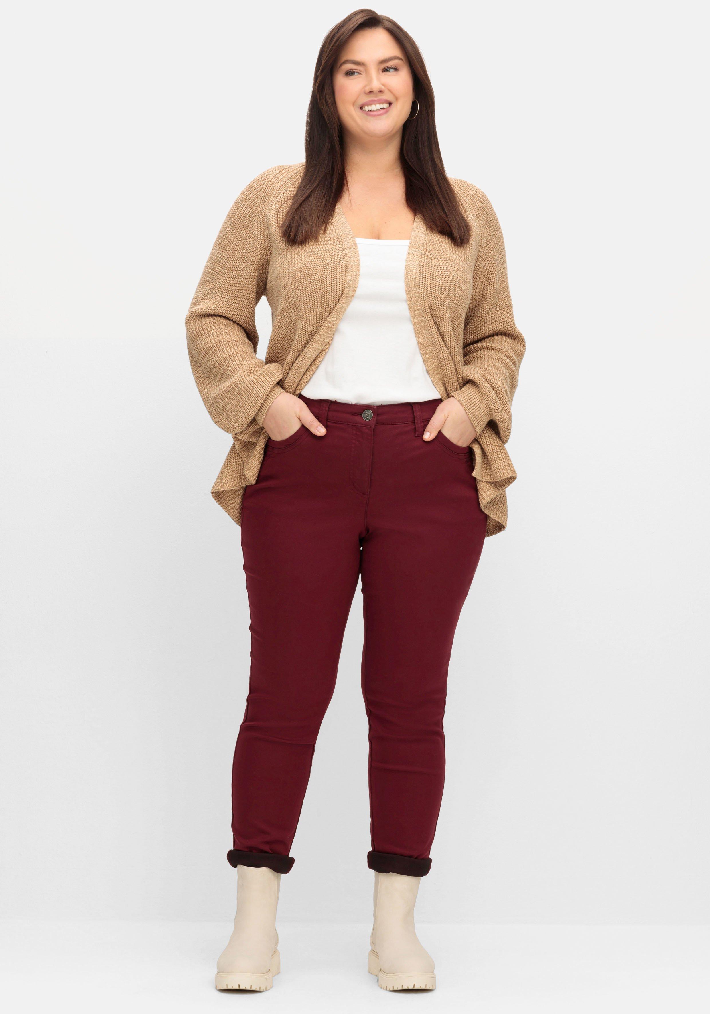 Schmale Twillhose im 5-Pocket-Stil, mit Ziernähten