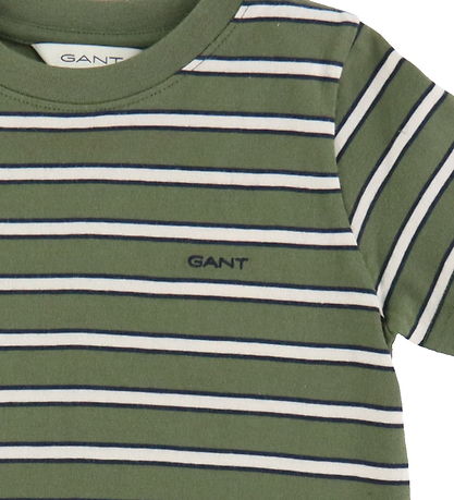 GANT T-shirt - Juniper Green/Hvidstribet
