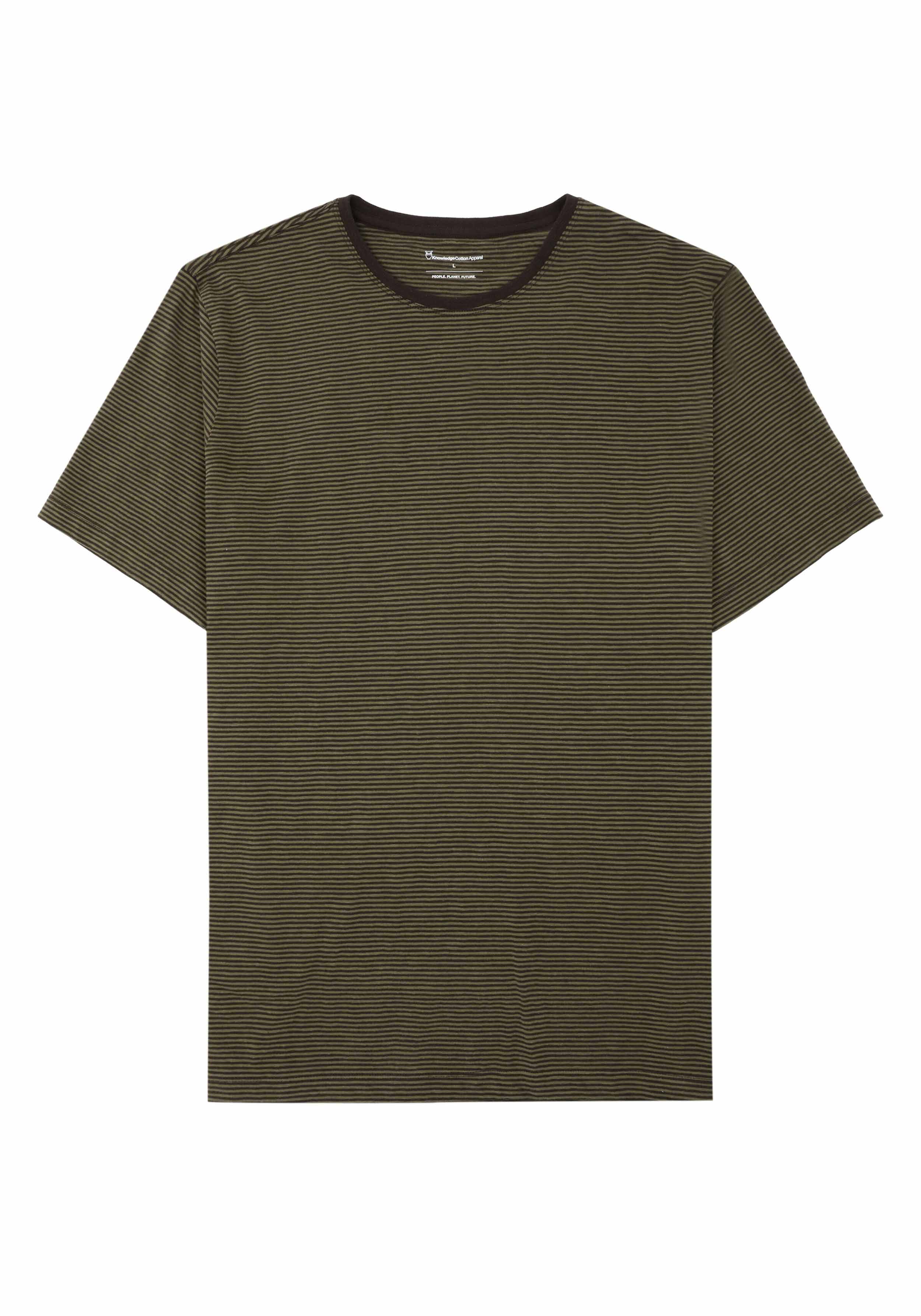 Knowledge Cotton Apparel T-Shirt Striped Basic Tee Green Stripe