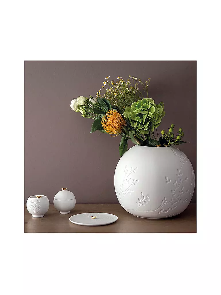RAEDER Vase VOGEL 22,5x25cm Weiss weiss