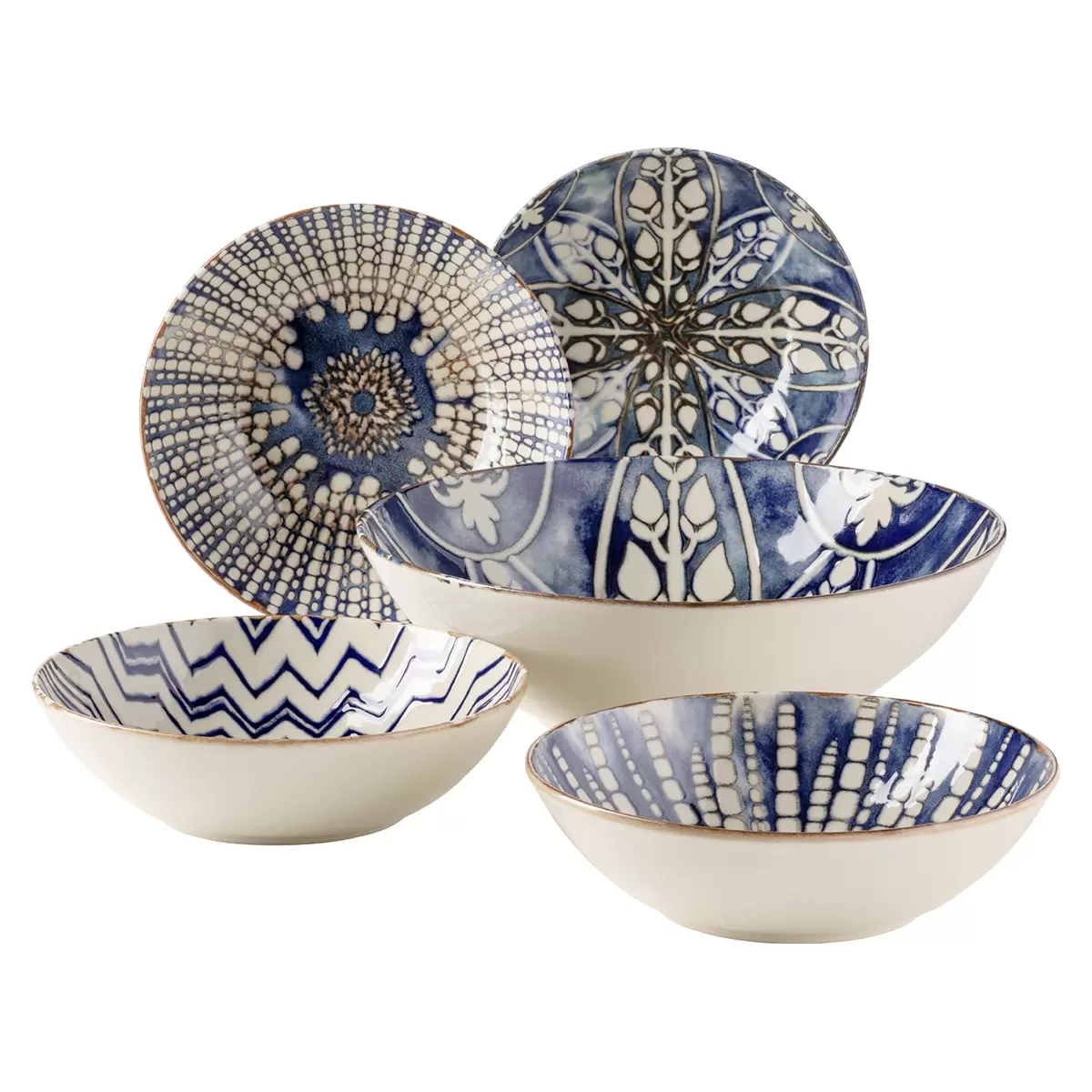 Salatschüssel-Set 5tlg. IBERICO BLUE blau,rot,weiss