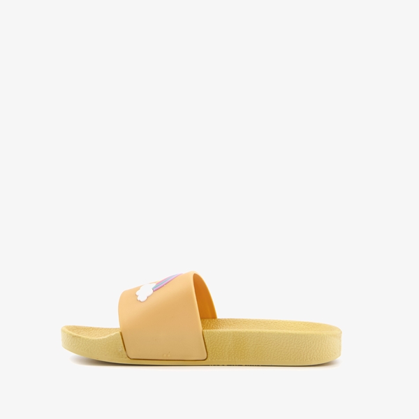 Kinder badslippers geel met regenboog