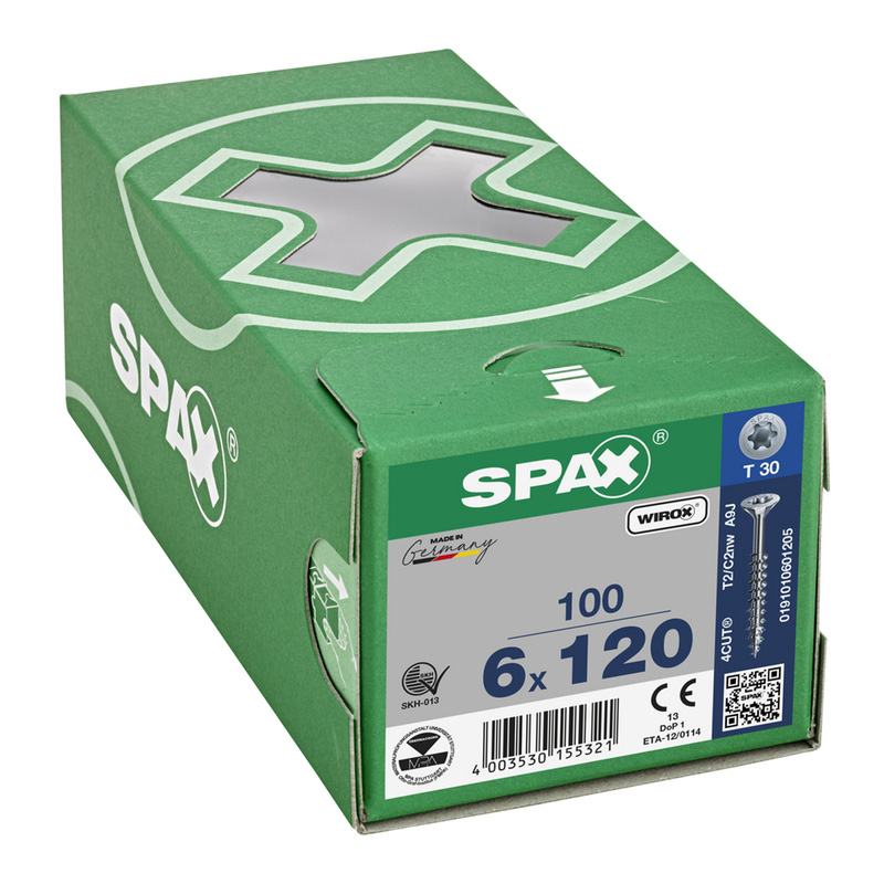 Spax universele schroeven platkop deeldraad 6x120mm TX0