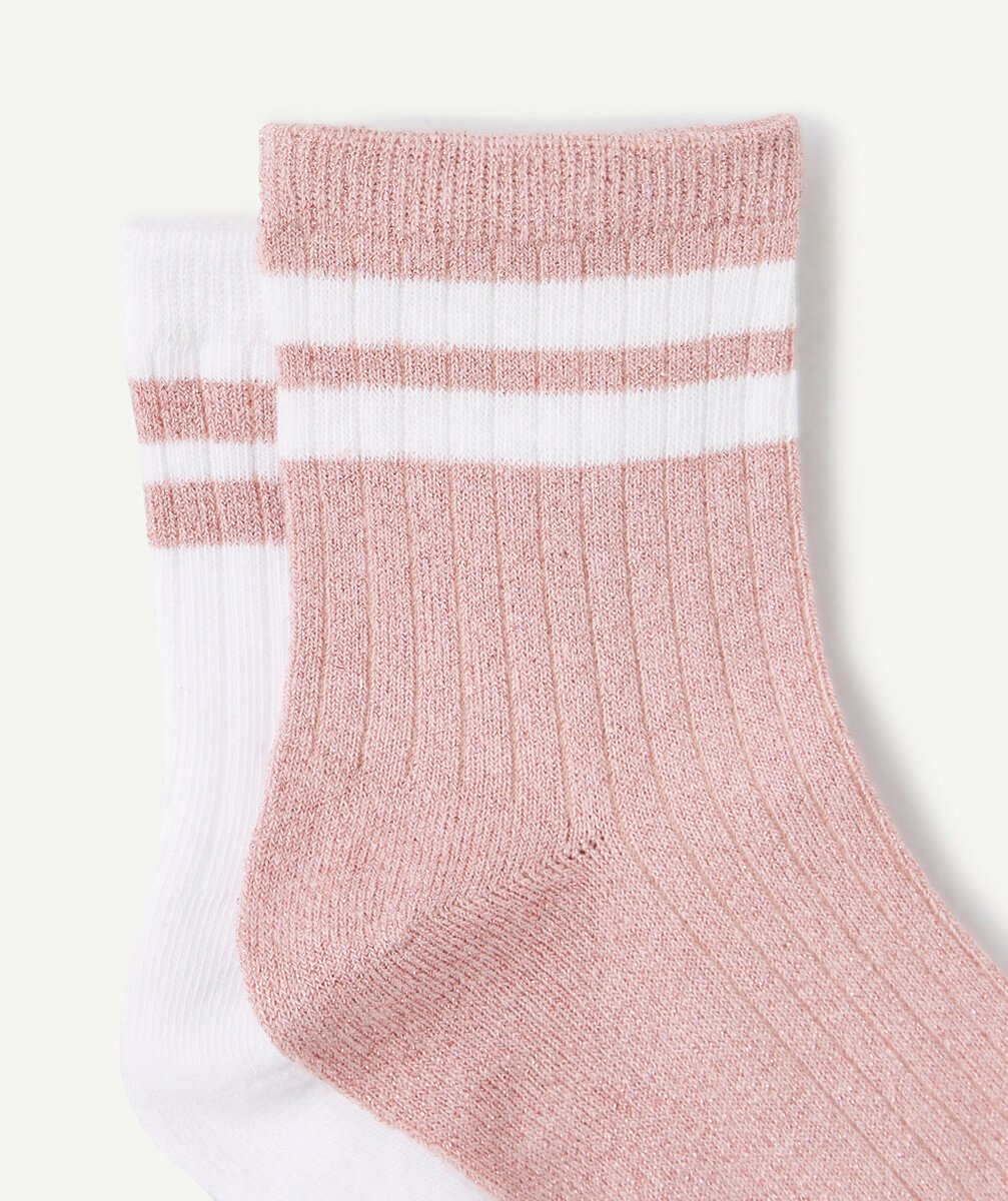 LE LOT DE 2 CHAUSSETTES ROSES ET BLANCHES PAILLETÉES