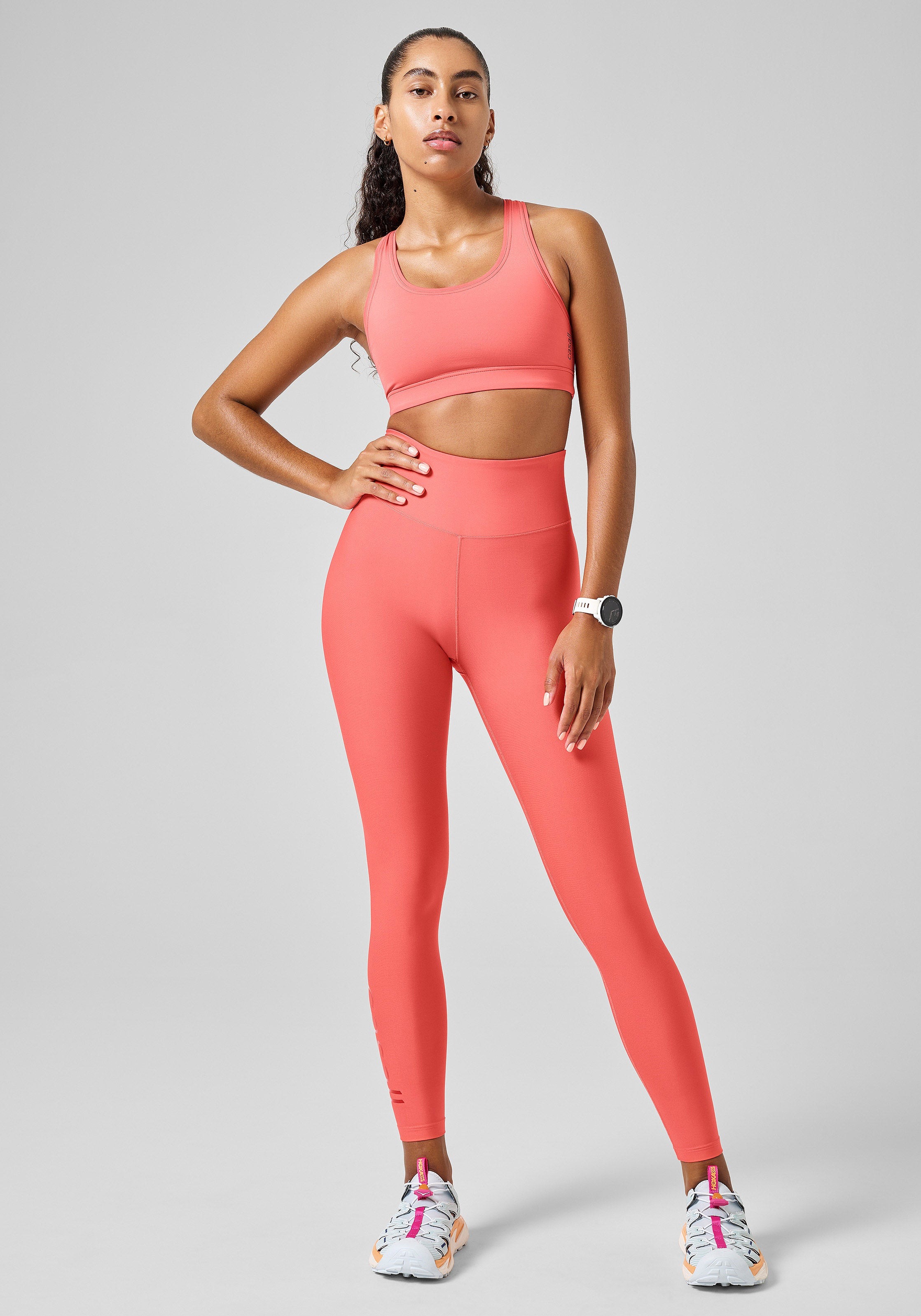 Graphic High Waist Tights Dame Deep Coral