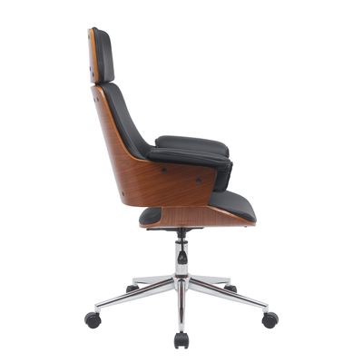 Fauteuil de bureau HECTOR - Bois multiplis imitation noyer et polyuréthane noir