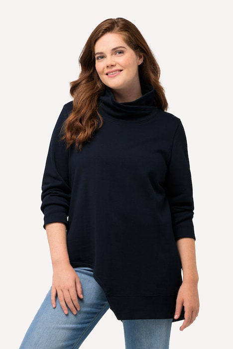 Long-Sweatshirt, Cut-Out, Stehkragen, Langarm, Biobaumwolle