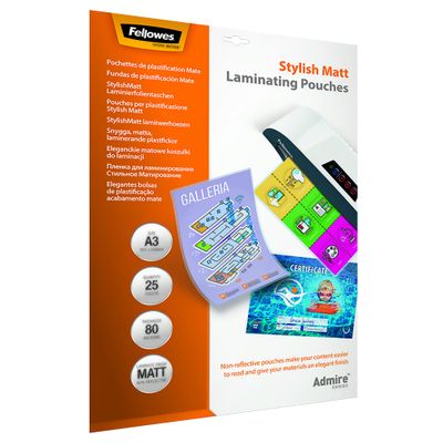 Fellowes - 25 pochettes de plastification A3 (303 x 426 mm) - 80 microns - mate
