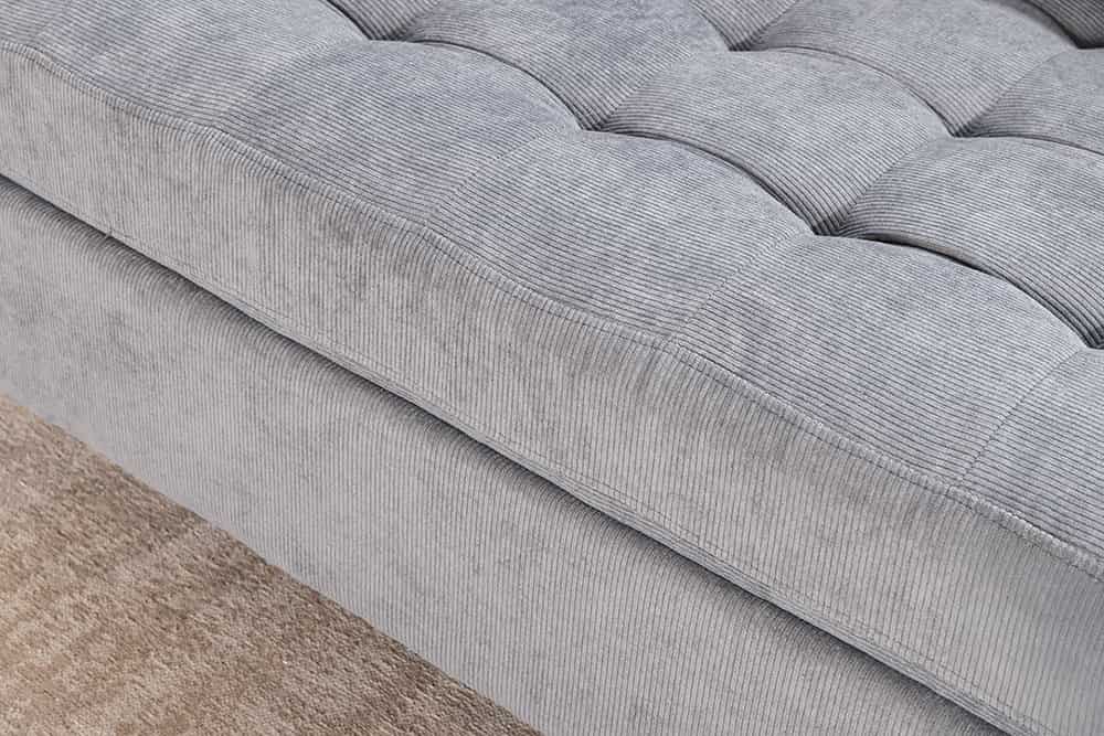 Modernes Ecksofa STOCKHOLM 220cm grau Cordstoff Federkern 3-Sitzer-Sofa