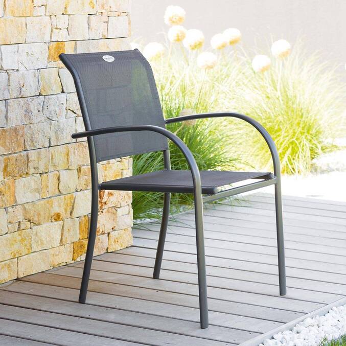 Fauteuil de jardin empilable PIAZZA Anthracite & Graphite