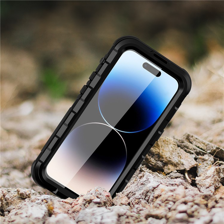 iPhone 14 Pro Max Wasserfeste MagSafe Alu Outdoor Schutz Hülle (IP68) - Schwarz / Transparent