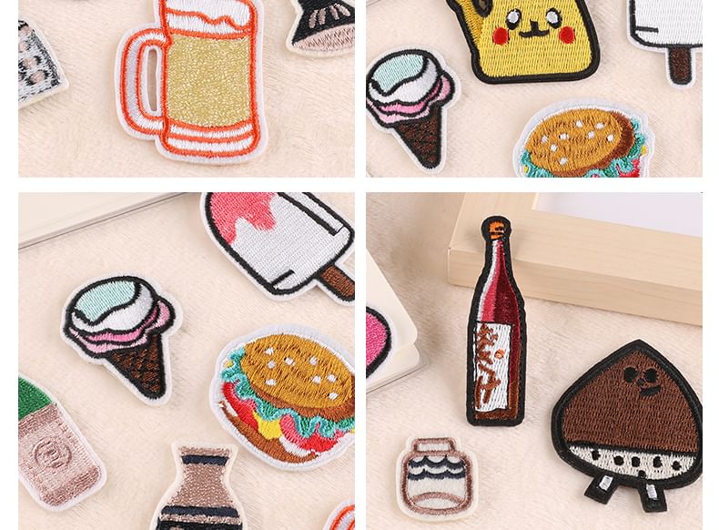 Embroidery Kingdom - Drankjes / Dessert / Cartoon geborduurde applicatie patch (verschillende ontwerpen)