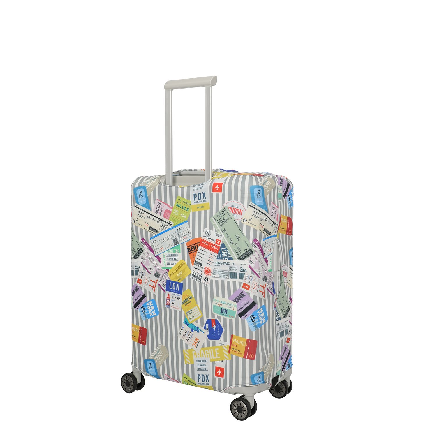 Travelite Accessoires Kofferhoes M tickets on blue/white