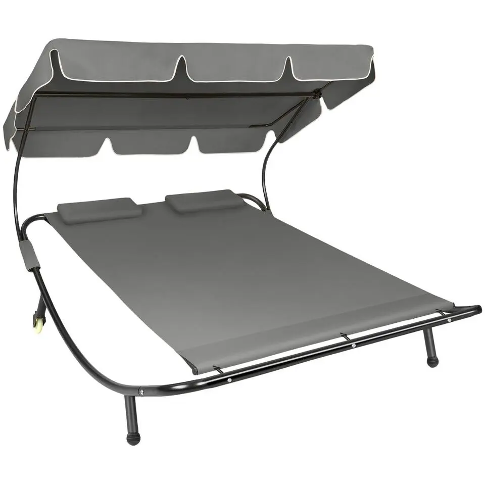 tectake Ligbed voor 2 personen, Zwart / Grijs