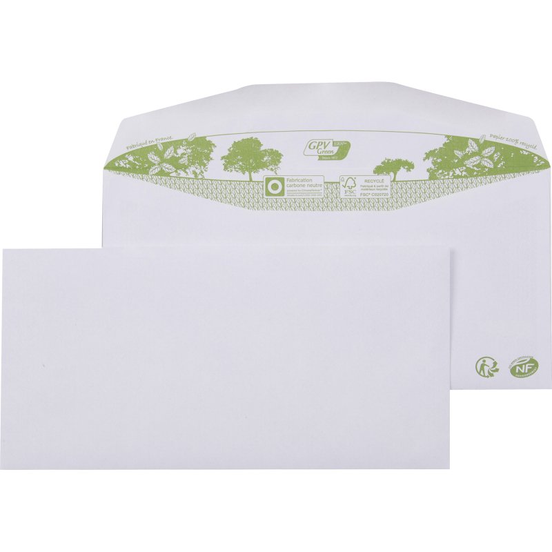 Enveloppe pour mise sous pli automatique 114 x 229 mm ERAPURE 80 g sans fenêtre patte gommée - Boîte de 1000