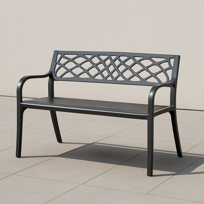 Metall-Gartenbank Aluminium Schwarz