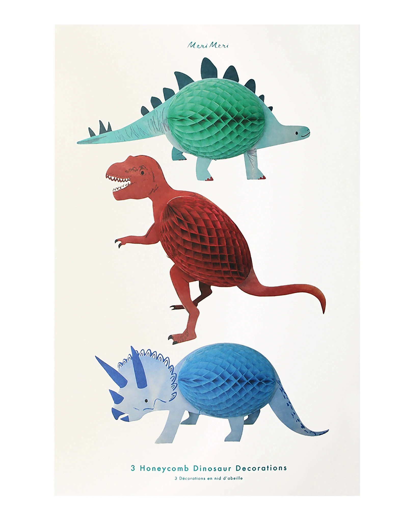Party-Tischdeko HONEYCOMB DINOSAUR 3er-Set