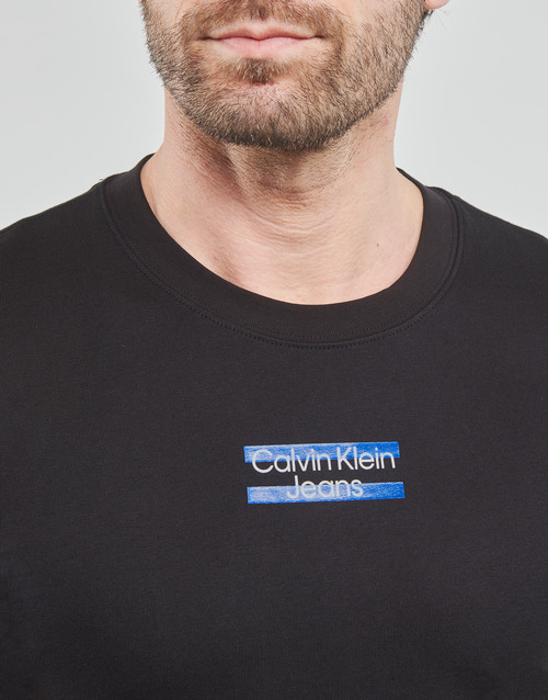 Calvin Klein Jeans - TRANSPARENT STRIPE LOGO TEE - Noir