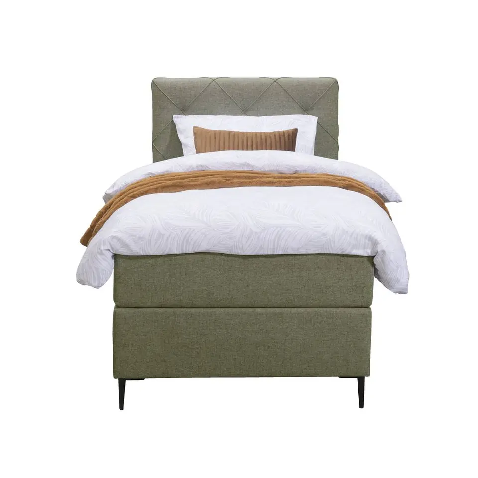 Boxspring Liv geruit - groen - 90x200 cm - slanke poot