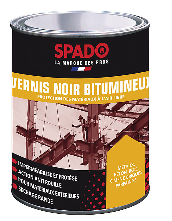 Vernis extérieur bitumineux noir travaux s Spado 1L