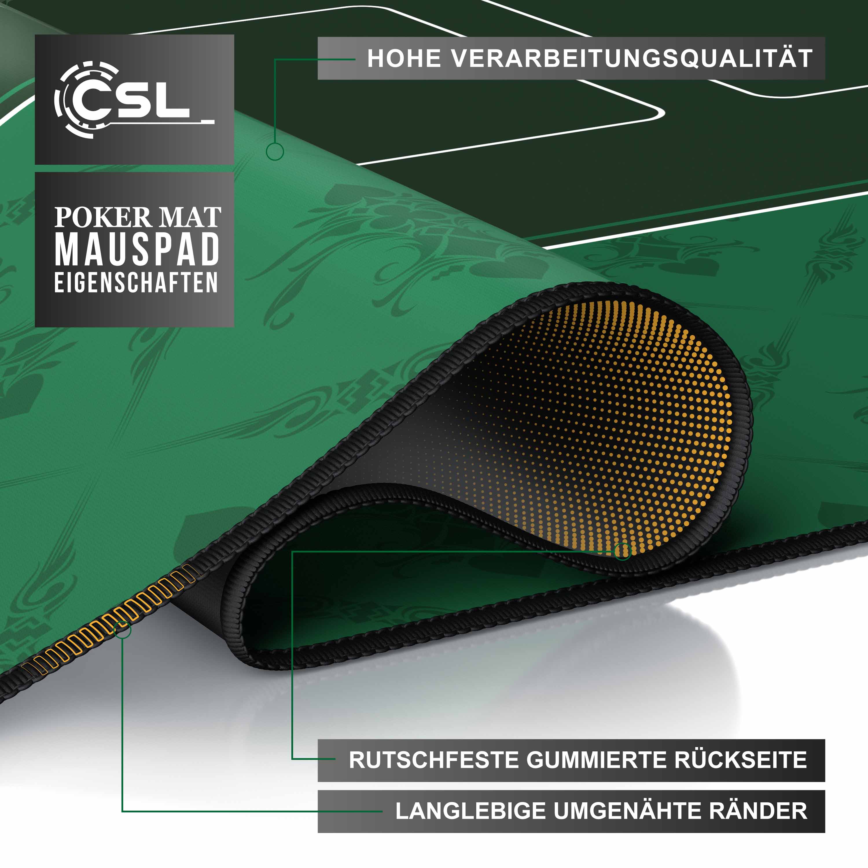CSL Pokermatte XL Tischauflage für Poker 90 x 40cm / Kartenspiel Matte /Pokertisch Auflage