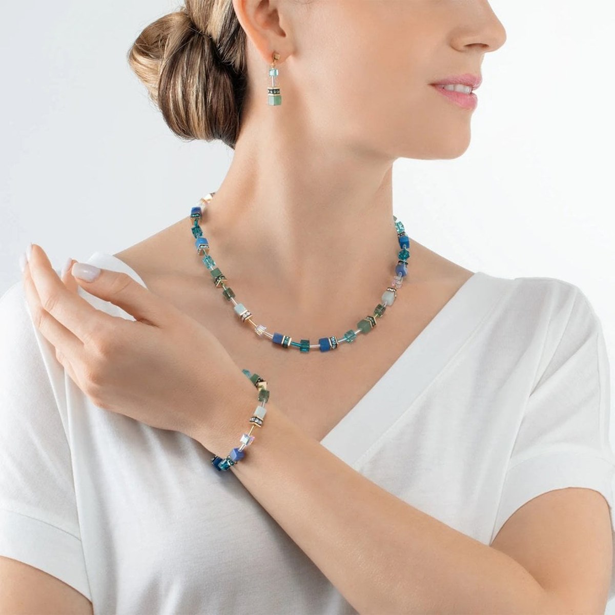 Bracelet Coeur de lion GeoCUBE® IconicPrecious vert-turquoise