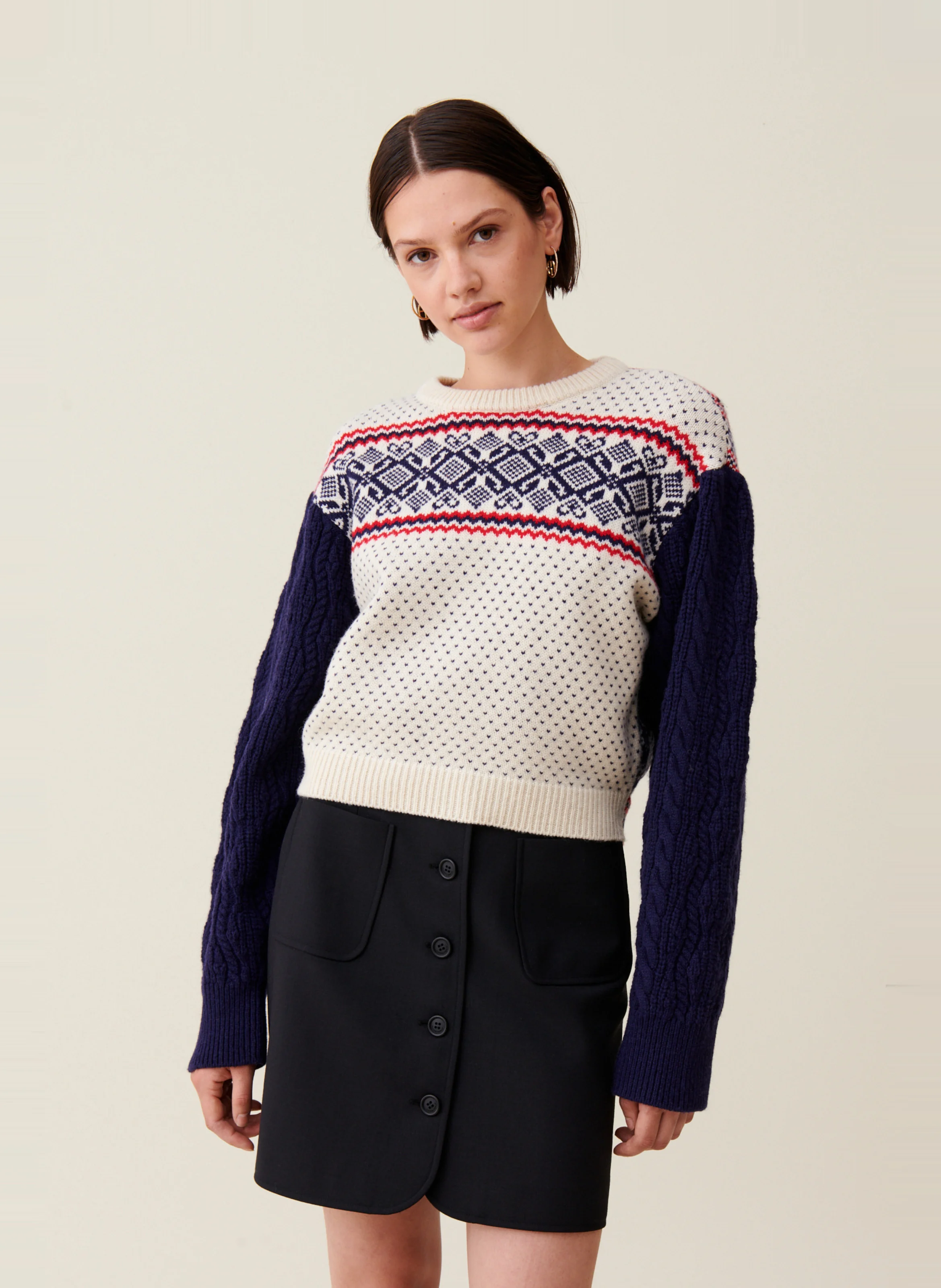Pull maille à motifs en laine | Multicolore