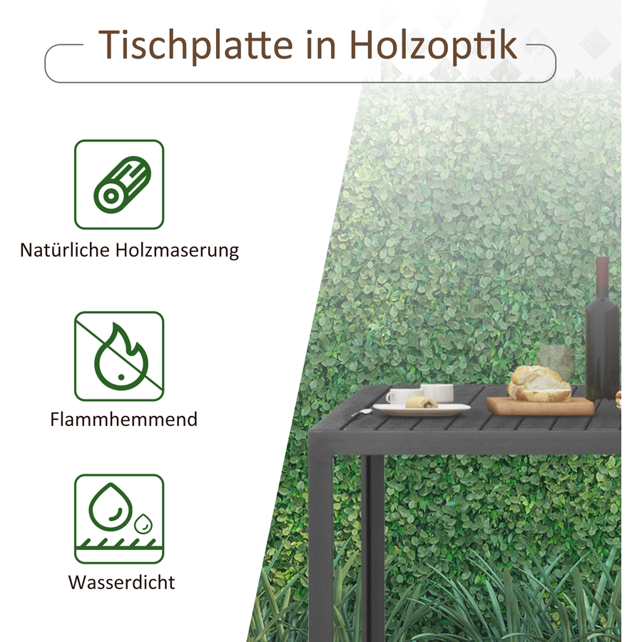 Outsunny Gartentisch mit Aluminium-Rahmen schwarz