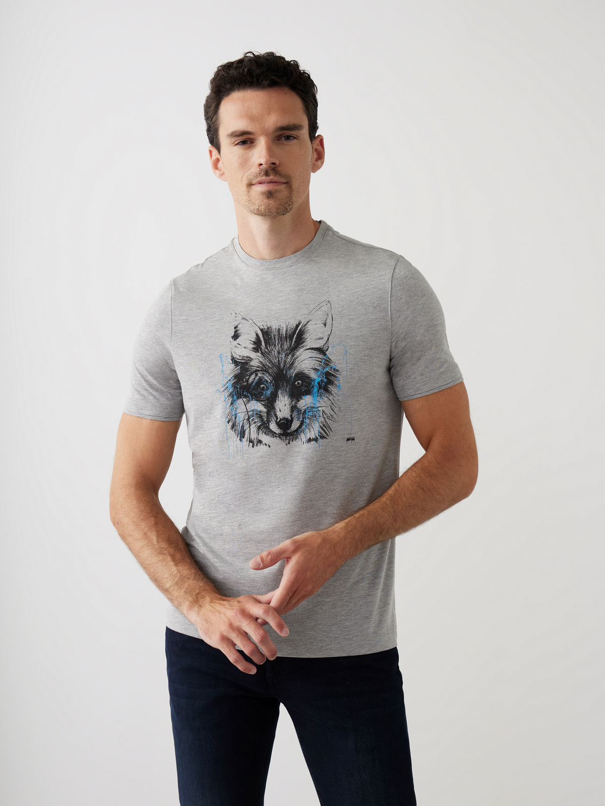 Tee-shirt manches courtes en coton col rond gris Edition Limitée Florian De Sousa