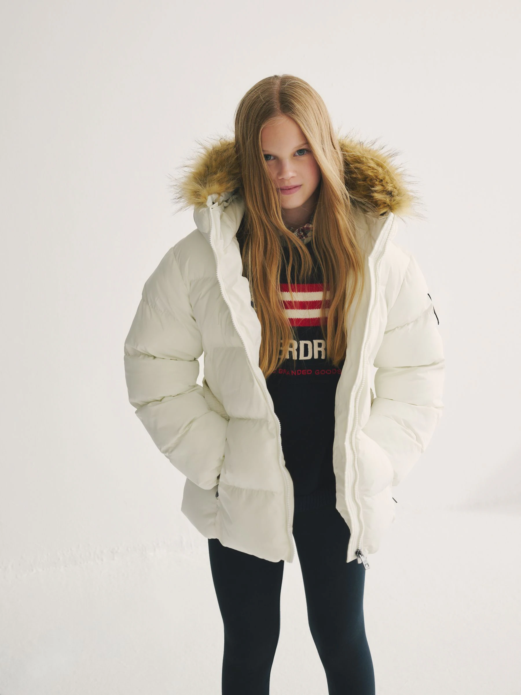 Wit - Superdry Belted Puffer Coat
