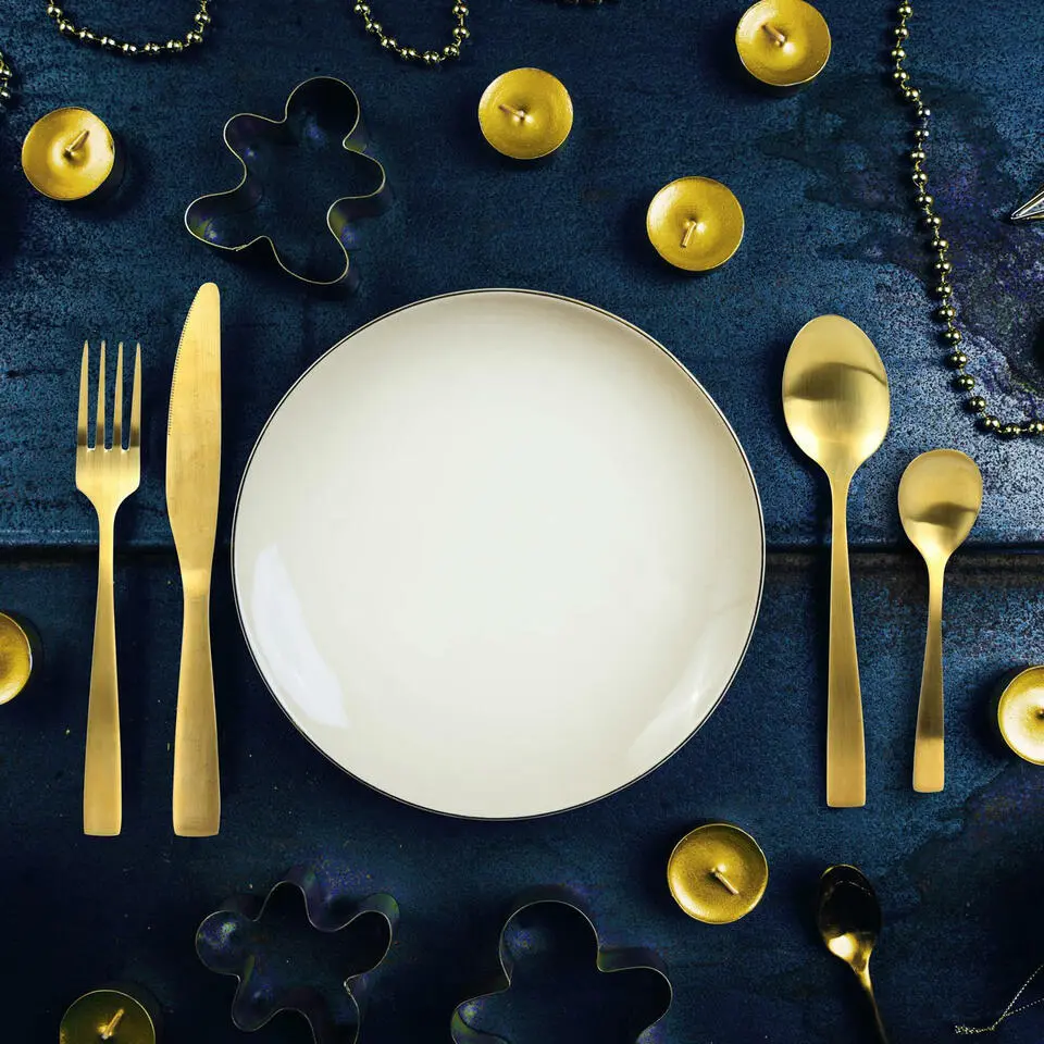 Home Deco Factory Bestekset - 16 delig - goud - RVS - 4 personen
