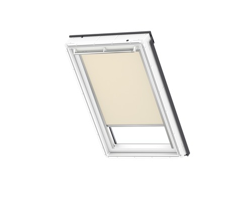 VELUX verduisterend rolgordijn, effen zandbeige, handbediend, aluminium frame, DKL C02 4556S