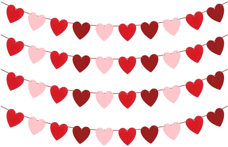 (5er Set) Filz Herz Girlande Valentinstag Party Dekoration Accessoire Banner - I Love You