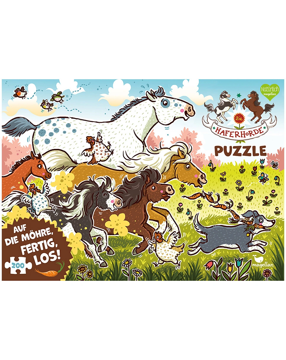 Puzzle DIE HAFERHORDE - AUF DIE MÖHRE, FERTIG, LOS! 200-teilig
