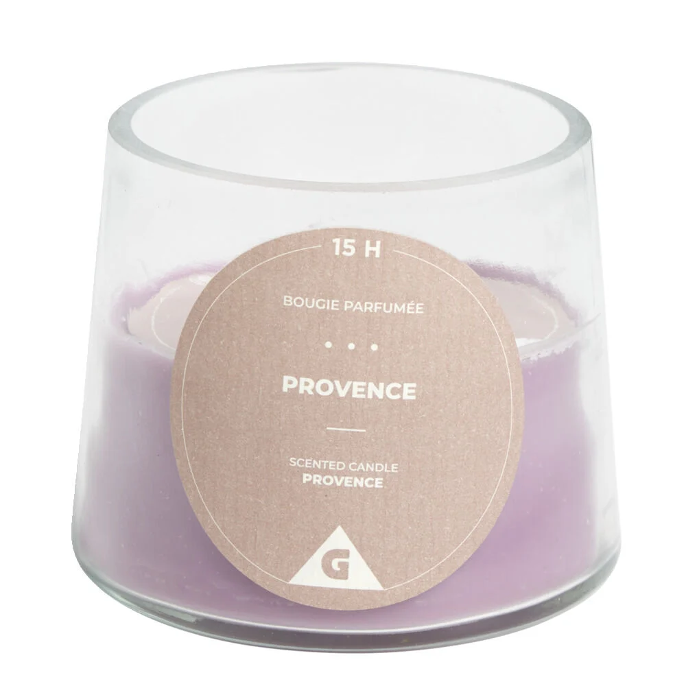 Bougie dans verre senteur provence Ø9xH7.5cm