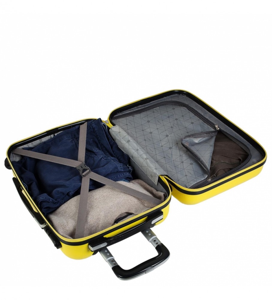 Mala de cabine rígida ITACA com 4 rodas, modelo com rodinhas, 71250 Amarela - 55 x 38 x 20 cm -