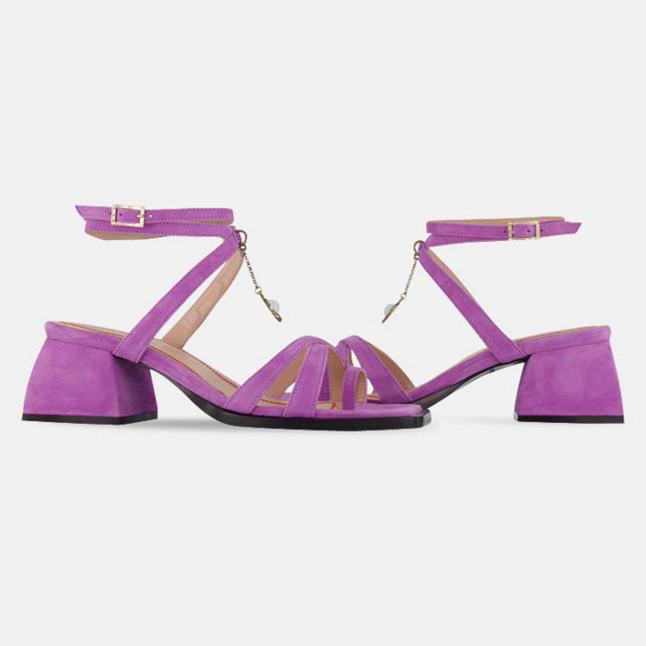 Nodaleto Sandales en Velours de Cuir violettes - Talon 5 cm
