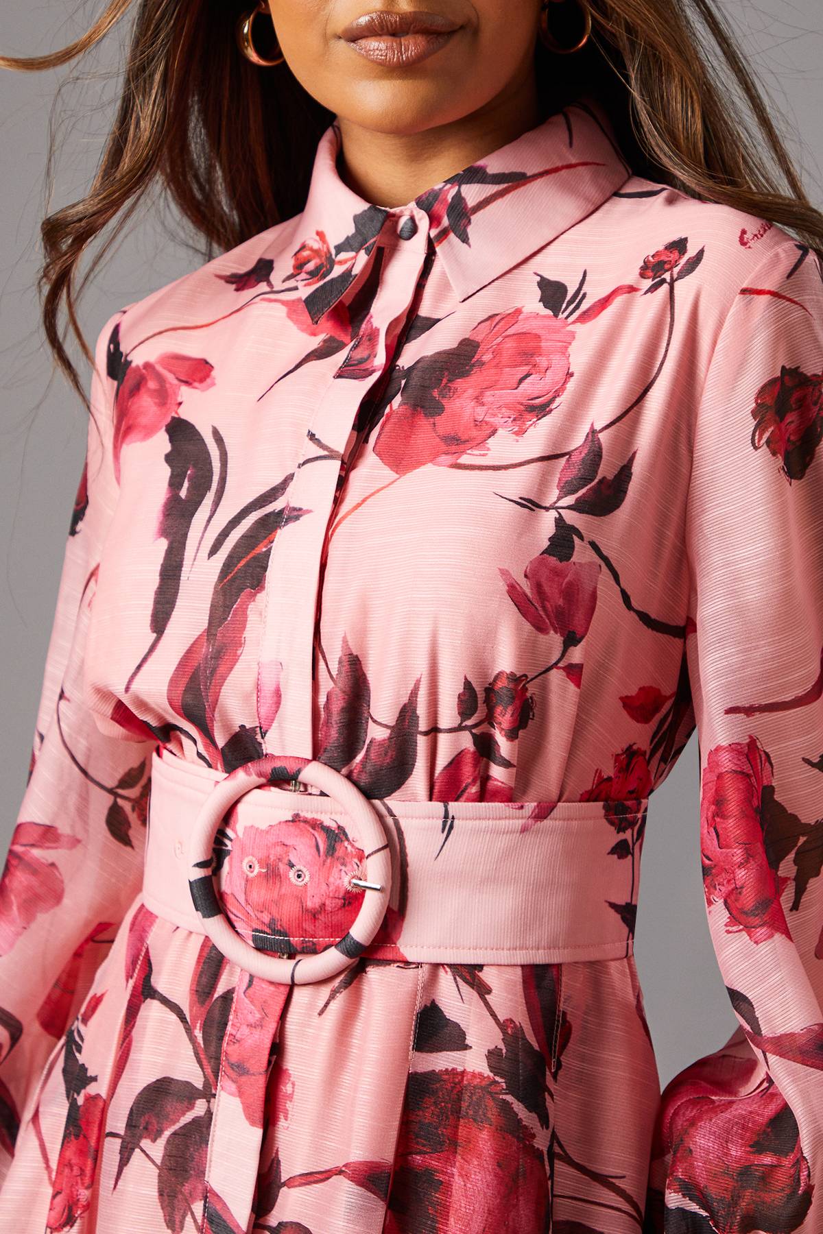 Coast Robe Mi-Longue à Manches Longues en Organza Imprimé Petite