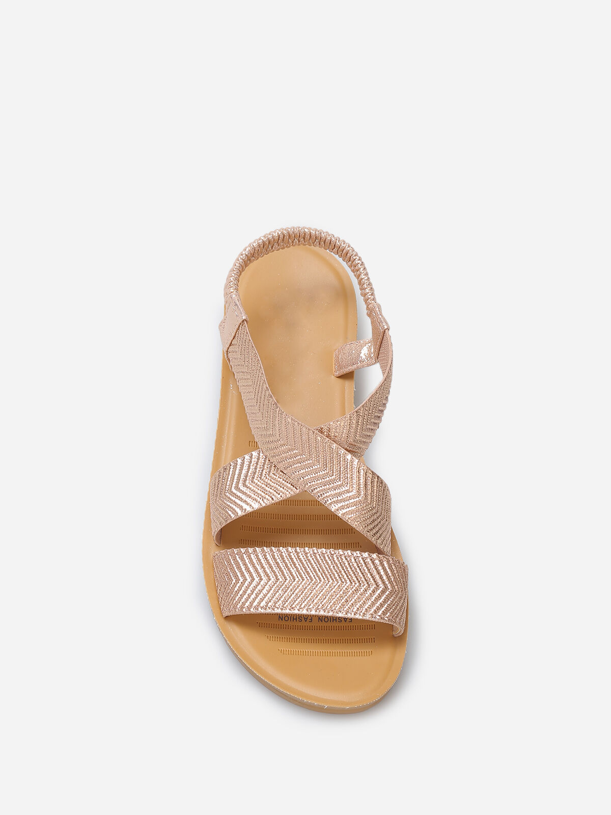 Sandales à brides élastiques croisées- Doré rose