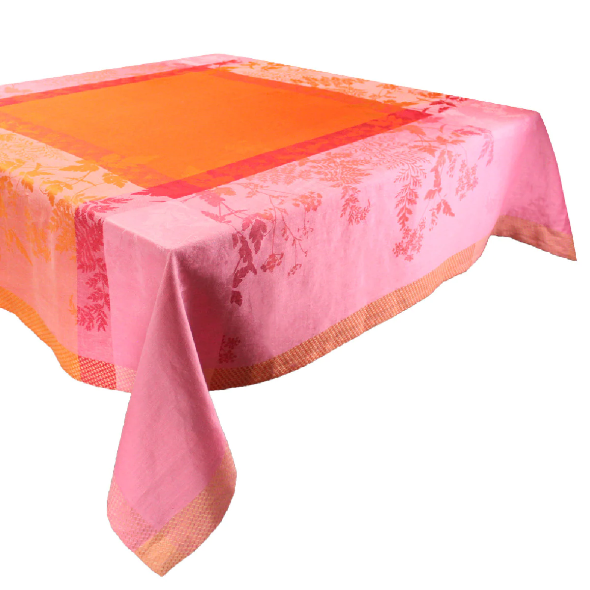Nappe pur lin rose 174x174 Garnier Thiebaut