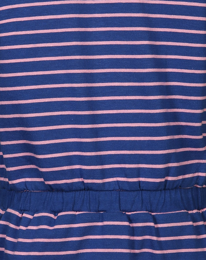 Kurzarm-Kleid ANKER mit Wendepailletten gestreift in blau/pink