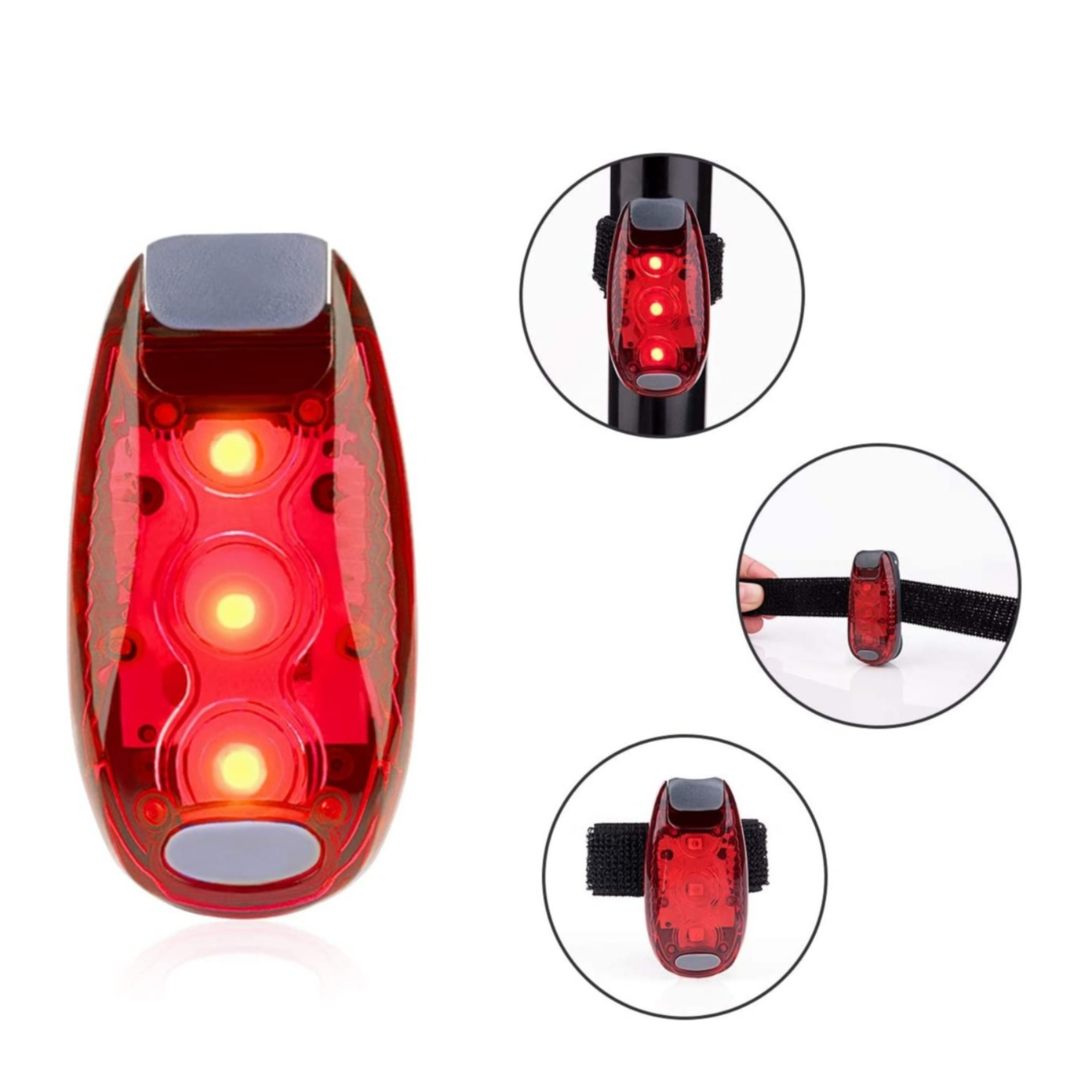 (3er Set) LED Sicherheits Licht Warnlicht für Velo / Joggen / Hunde (Inkl. Batterien CR2032) - Rot / Blau / Grün